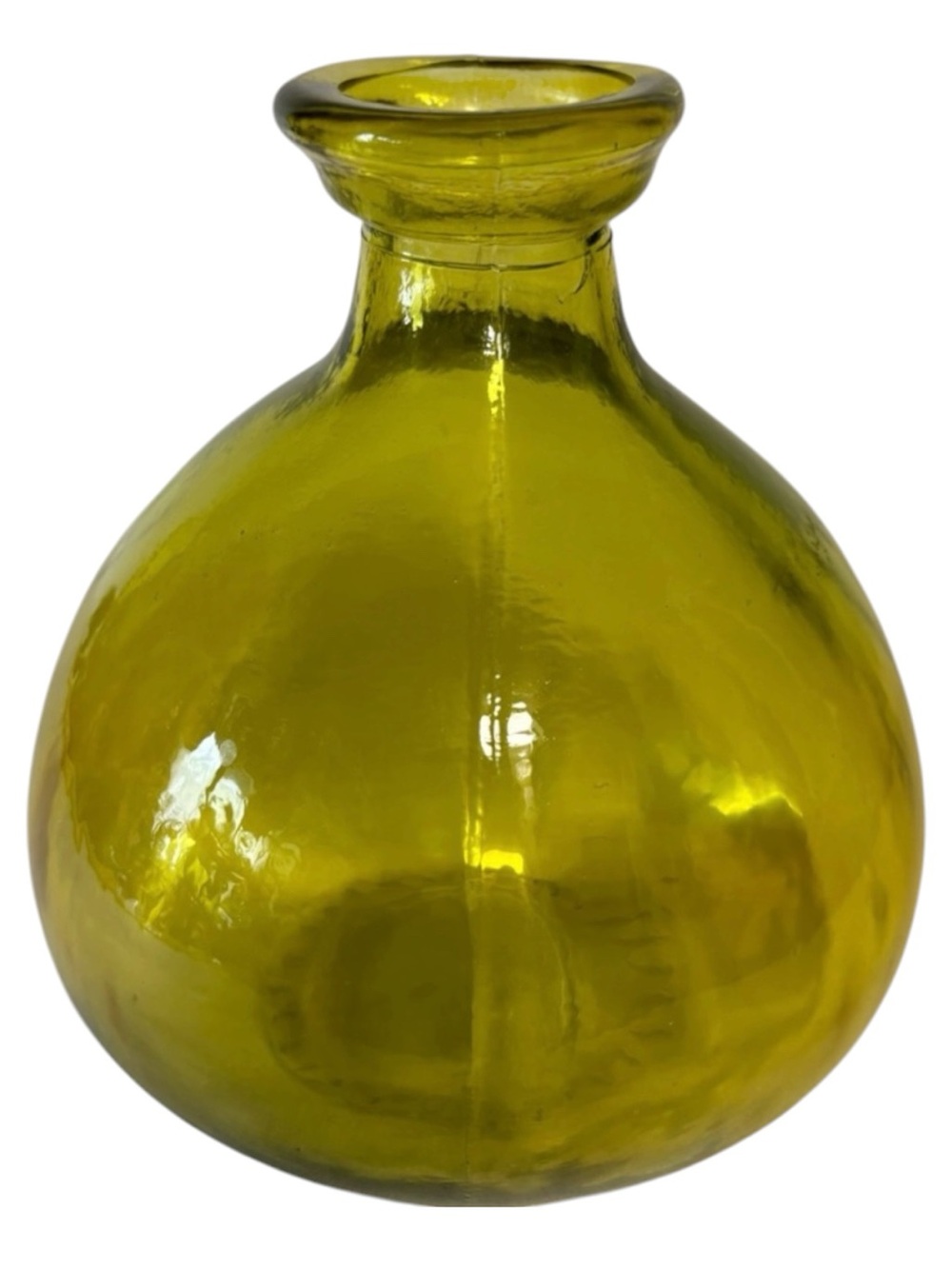 Vidrios San Miguel Spain 100% Recycled Glass Yellow Bulb Vase 7.5" EUC